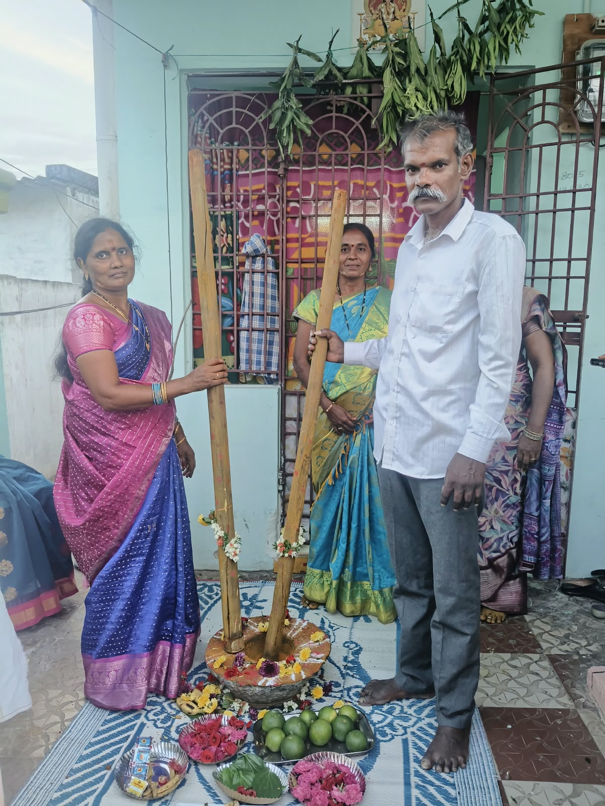 Family participating in a traditional ceremony
